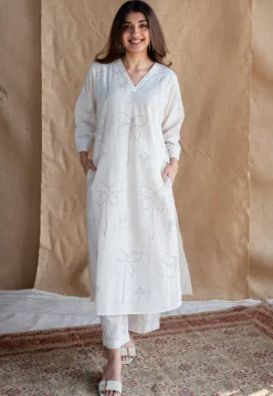 Aairah Dabu Slub Cotton Hand Embroidered Co-ord Set (Set of 2)
