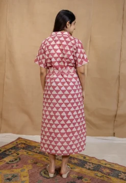 Aalia Pink Batik Cotton Straight Dress
