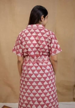 Aalia Pink Batik Cotton Straight Dress