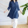 Aamiya Indigo Ajrakh Cotton Straight Kurta