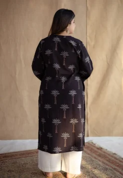 Aarushi Charcoal Ajrakh Cotton Straight Kurta