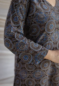 Aarushi Dark Brown Ajrakh Cotton Straight Kurta