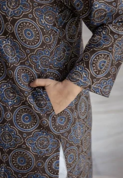 Aarushi Dark Brown Ajrakh Cotton Straight Kurta