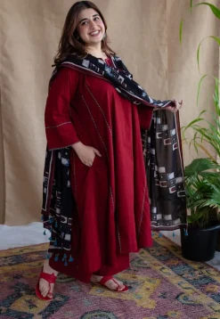 Adira Cotton Jhabba Kali Co-ord Set (Set of 2)