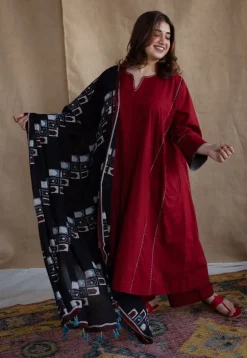 Adira Cotton Jhabba Kali Co-ord Set (Set of 2)