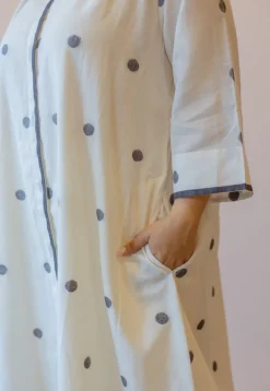 Aditi Off White Jamdani Handloom Cotton A Line Kurta