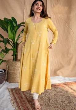 Affana Dabu Slub Cotton Kali Kurta