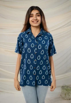Afia Indigo Dabu Cotton Top