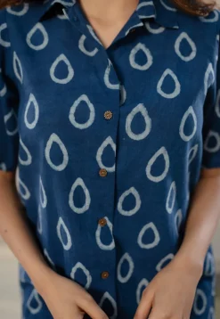 Afia Indigo Dabu Cotton Top