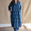 Afira Indigo Ajrakh Cotton Straight Kurta