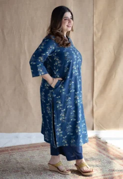 Afira Indigo Ajrakh Cotton Straight Kurta