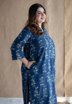 Afira Indigo Ajrakh Cotton Straight Kurta