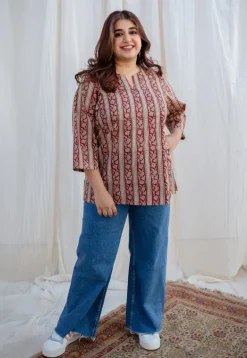 Afza Kalamkari Cotton Top