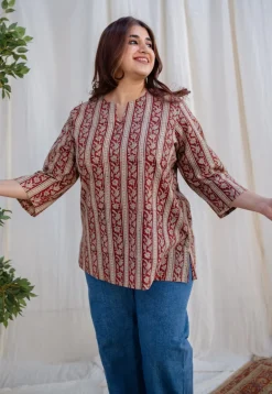 Afza Kalamkari Cotton Top