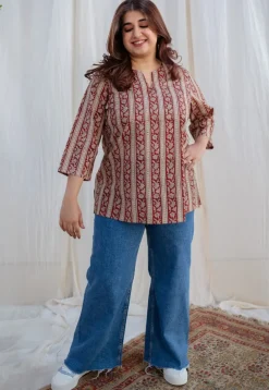 Afza Kalamkari Cotton Top