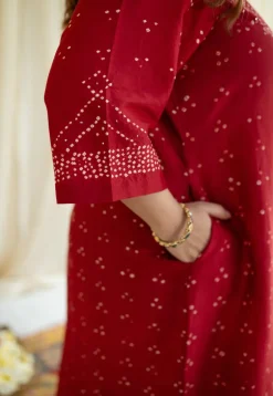 Ahalya Bandhani Chanderi Silk Kurta with Mukaish Detailing