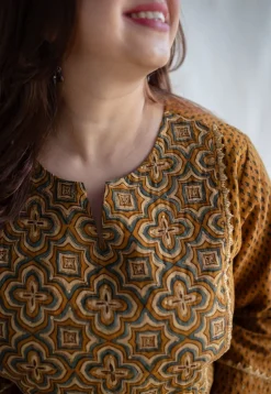 Akira Ajrakh Slub Cotton Hand Embroidered Kurta