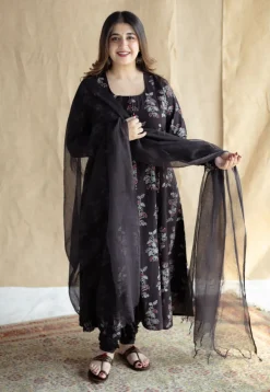 Akrita Black Ajrakh Cotton Kali Kurta