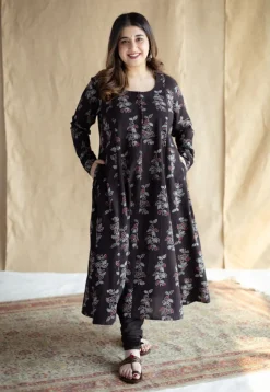 Akrita Black Ajrakh Cotton Kali Kurta