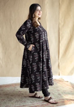 Akrita Black Ajrakh Cotton Kali Kurta