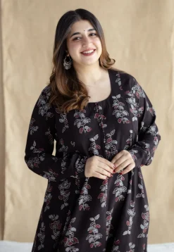 Akrita Black Ajrakh Cotton Kali Kurta