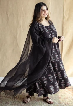 Akrita Black Ajrakh Cotton Kali Kurta