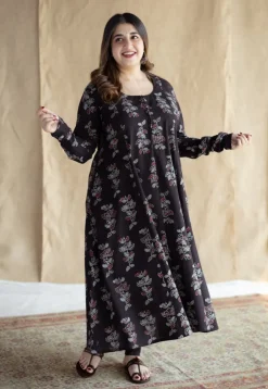 Akrita Black Ajrakh Cotton Kali Kurta