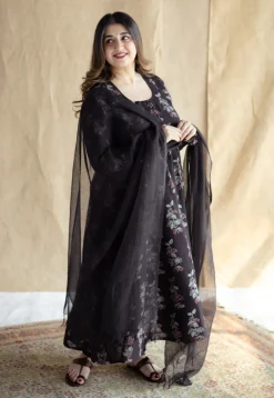 Akrita Black Ajrakh Cotton Kali Kurta