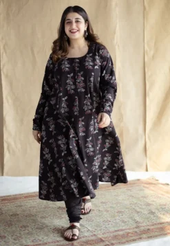 Akrita Black Ajrakh Cotton Kali Kurta