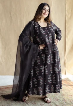 Akrita Black Ajrakh Cotton Kali Kurta