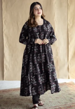 Akrita Black Ajrakh Cotton Kali Kurta