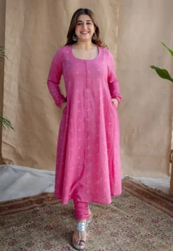 Akrita Dabu Slub Cotton Kali Kurta