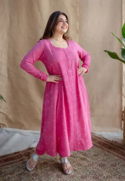 Akrita Dabu Slub Cotton Kali Kurta