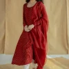Akrita Red Ajrakh Moss Cotton Kali Kurta