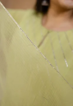 Akshara Mulmul Cotton Lime Kurta Set (Set of 3)