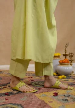 Akshara Mulmul Cotton Lime Kurta Set (Set of 3)