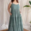 Amrin Green Batik MulMul Cotton A Line Dress