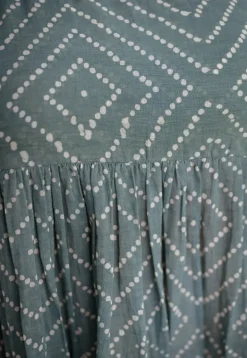 Amrin Green Batik MulMul Cotton A Line Dress