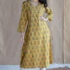 Anamika Mustard Ajrakh Cotton A Line Kurta