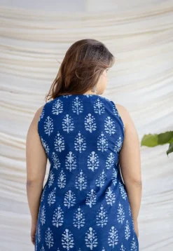 Anaya Indigo Dabu Cotton Straight Kurta