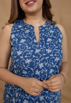 Anaya Indigo Dabu Cotton Straight Kurta