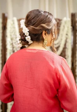 Anika Crimson Straight Chanderi Silk Gota Patti Kurta Set with Embroidery (Set of 3)