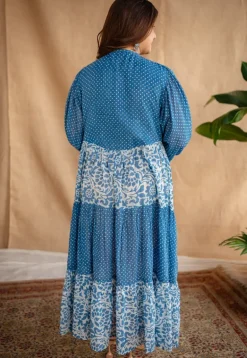 Arina Batik Natural Dyed MulMul Cotton Dress with Slip