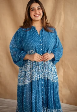 Arina Batik Natural Dyed MulMul Cotton Dress with Slip