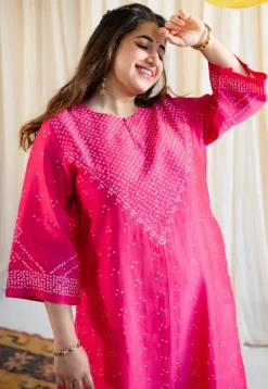 Arna Bandhani Chanderi Silk Kurta with Mukaish Detailing