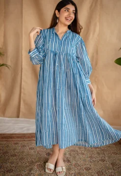 Arya Batik Natural Dyed MulMul Cotton Dress with Slip