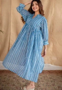 Arya Batik Natural Dyed MulMul Cotton Dress with Slip