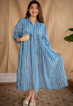 Arya Batik Natural Dyed MulMul Cotton Dress with Slip