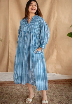 Arya Batik Natural Dyed MulMul Cotton Dress with Slip