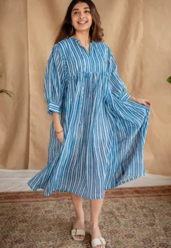Arya Batik Natural Dyed MulMul Cotton Dress with Slip